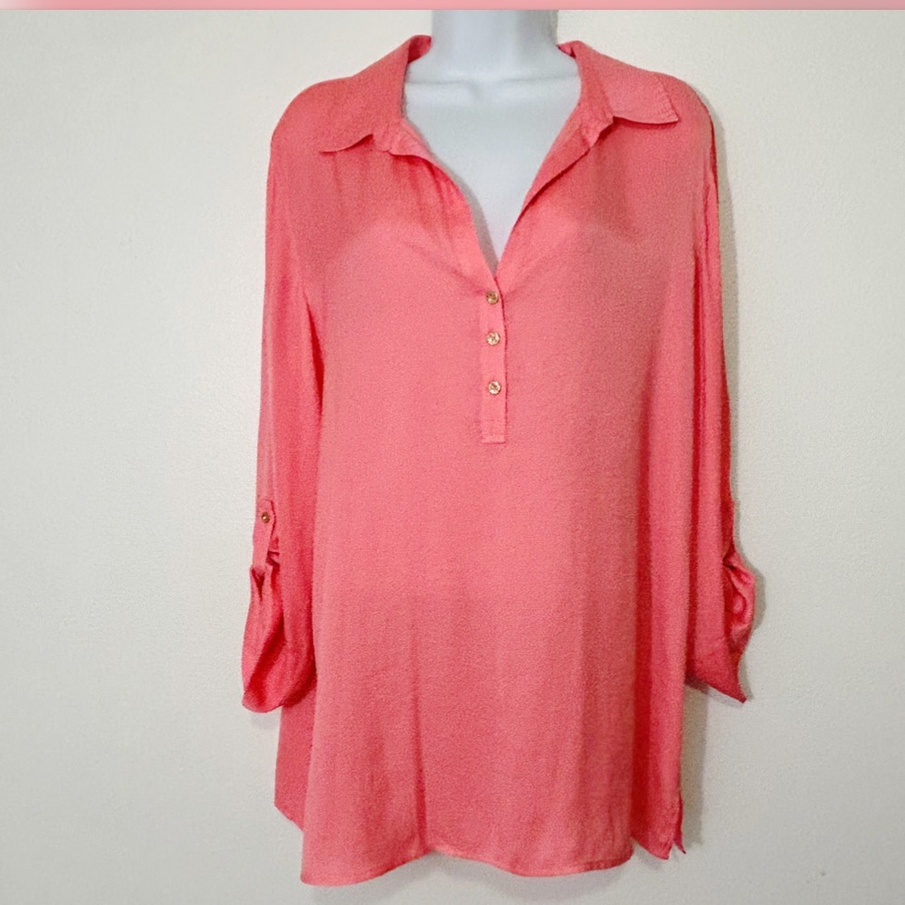 Lilly Pulitzer Womens Size Large Pop Pink Tunic Everglades Top